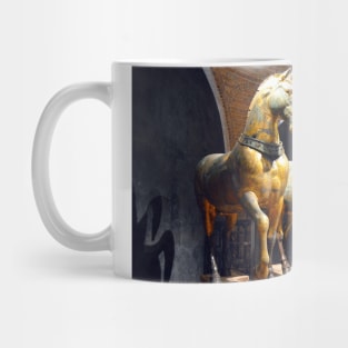 The Triumphal Quadriga of Horses sculpture in St Mark's Basilica, Venice Italy. Mug